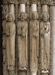 Statue Columns, Royal Portal, West Façade, Chartres Cathedral, b. 1134, France, limestone (Early Gothic Art)