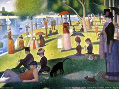 Sunday afternoon on the Grand Jatte
c. 1884
Artist: Seurat
Period: Post-Impressionism
Seurat used pointillist technique.