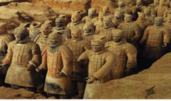 Terra Cotta warriors from mausoleum of the first Qin emperor of China. Oin Dynasty. 221-209 bce. painted terra cotta