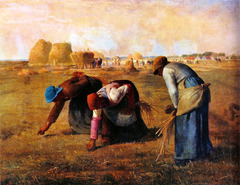 The Gleaners
c. 1857
Artist: Millet
Period: Realism
Millet was a member of the Barbizon school of painting, painted rural towns. shows the nobility of the poor, the nobility of hard work. Seen by the public as a socialist painting.