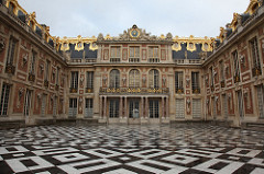 The Palace of Versailles
Versailles, France. Loius Le Vau and Jules Hardouin-Mansart (architects). Begun 1669 C.E. Masonry, stone, wood, iron, and gold leaf (architecture); marble and bronze (sculpture); gardens

1. The work was designed for Louis XIV at Versailles as a way to consolidate his power by forcing the French nobility off their estates to live there at least half the year. The lavish lifestyle the king lived there was meant to bankrupt the nobility who tried to emulate it in order to maintain their status, putting them at the mercy of the king's patronage. (3-5C)

2. The palace itself was designed in a grand classical style, with Doric entablatures and columns and severe symmetry, to emphasize the rationality, order and imperial power that Louis brought to France, rivaling that of Roman emperors. Art in the palace followed the model of Le Brun in emphasizing classical yet dramatic and allegorical works that forced the viewer to encounter the power and glory of Louis as a demi-god-like Sun King. Le Brun also founded the French Academy of Arts under Louis to centralize artistic production and promote the king's classical aesthetic; it became the dominant art academy of Europe. (3-4; 3-4B)

3. The main space in the palace was the Hall of Mirrors, with the Salon of Peace for domestic affairs and the Salon of War for foreign policy at each end. Besides being heavily gilded, the decoration features ceiling paintings by Le Brun allegorically celebrating Louis' achievements and large windows facing the garden with large mirrors on the opposite wall. The mirrors reflected light off all the other surfaces, emphasizing the radiance of Louis' reign as the Sun King, the king around whom all other beings and bodies orbited. (3-4, 3-4C)

4. The gardens nearby the palace were designed in elaborate patterns of geometric symmetry by Le Notre to emphasize Louis's control even over the elements of nature. Orange trees and other plantings from distant lands spoke to the king's control of a vast colonial empire in N. America and elsewhere, which helped finance the creation of the complex. (3-4C, 3-3B)

5. While the landscape relaxed into a more picturesque and irregular pattern further from the palace (and the water features there were only turned on when the king processed through), artificial grottoes depicting Louis as Apollo the classical sun god confronted inhabitants who wandered the grounds, and all avenues eventually converged back in the palace on Louis bedroom, where each day the public ceremonies of his ritually rising and going to sleep attested to his central importance. (3-4, 3-4B)