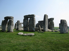 Title: Stonehenge 
Period/Style: Neolithic New Stone Age 
Date: 2500-1600 BCE
Original Location: United Kingdom
Material: Sandstone 
Technique/ Style/ Description 
henge: deliberate circling of stones
megalith-large stone: over 20 feet tall and 50 tons, make noise when they are hit 
trilithon: structure consisting of 2 vertical and 1 horizontal post 
post: vertical
lintel: horizontal
Historical Context: 
built over centuries
longest standing man-made structure
stones brought from hundreds of miles away 
possible animal/human sacrifice
space predictions: pilgrimage site, burial ground, astronomical observatory
Message/ Meaning: 
function: marker of summer and winter solstice, most likely religious 
circle: Cyclical nature of life, something magical happens when you enter the circle
inside: probably most sacred