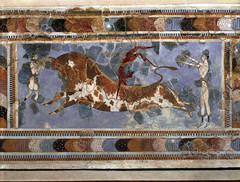 Toreador Fresco
c. 1400 BCE
Culture: Minoan
As in Egyptian art, men have darker skin than women.