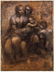 Virgin and Child with St. Anne Drawing by Leonardo Da Vinci 
1501