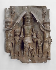 Wall plaque, from Oba's palace. Edo peo;les, Benin. 16th century. cast brass.